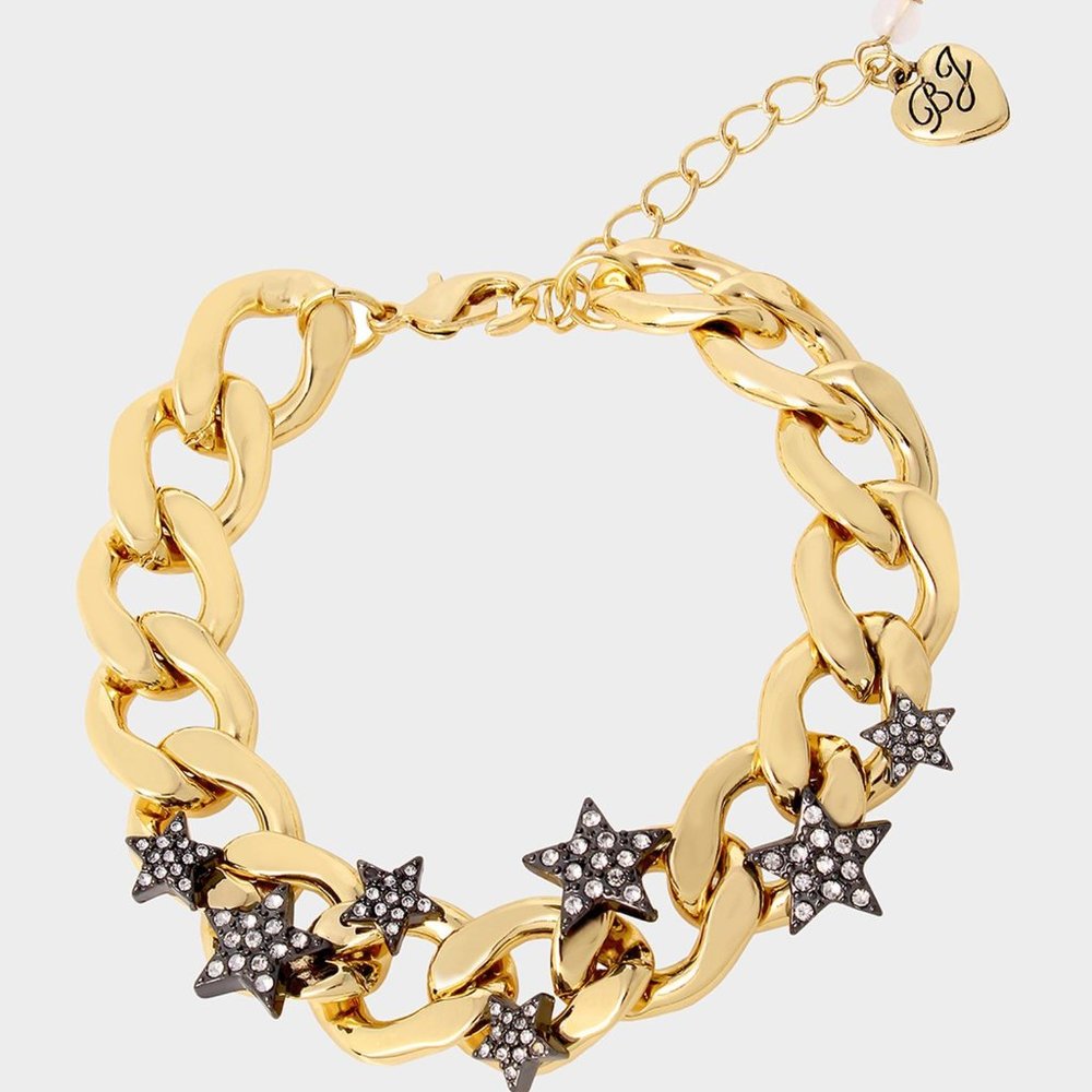 NIB Betsey Johnson "Celestial Punk Star Chain" Bracelet | Item #375878